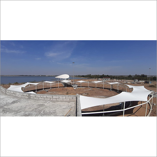 Industrial Tensile Structure - Pvc-coated Polyester, Customizable Dimensions, Eye-catching White Curved Design | High Tear Strength, Ground Mounted Installation