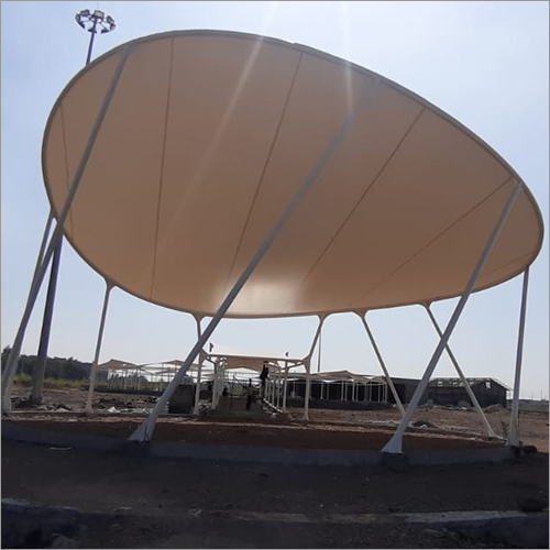 Industrial Tensile Structure - Pvc-coated Polyester, Customizable Dimensions, Eye-catching White Curved Design | High Tear Strength, Ground Mounted Installation