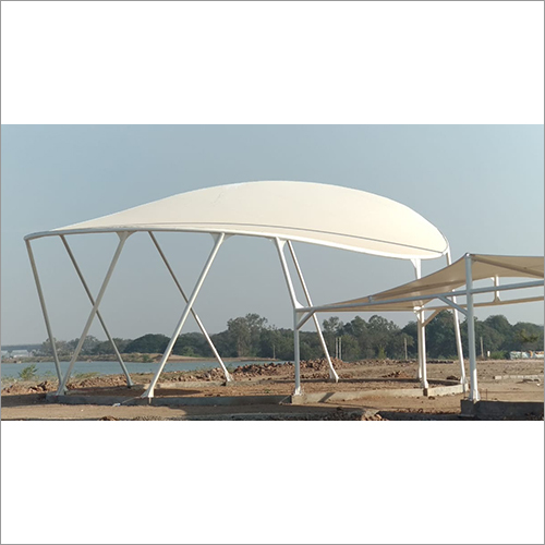 Industrial Tensile Structure - Pvc-coated Polyester, Customizable Dimensions, Eye-catching White Curved Design | High Tear Strength, Ground Mounted Installation