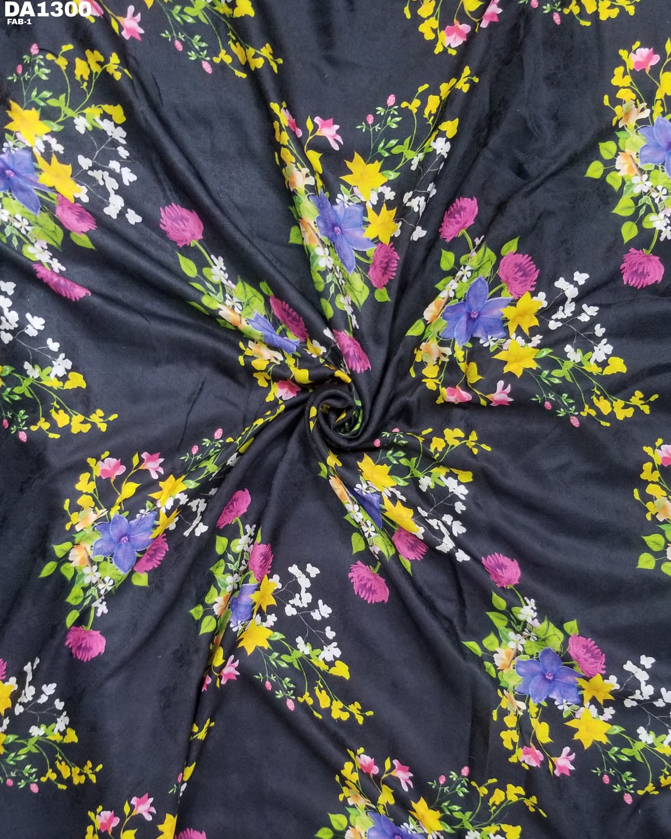 Flower Jacquard Digital Print Fabric - 44" Wide, Washable | Ideal For Garments In Vibrant Colors As Shown In Images