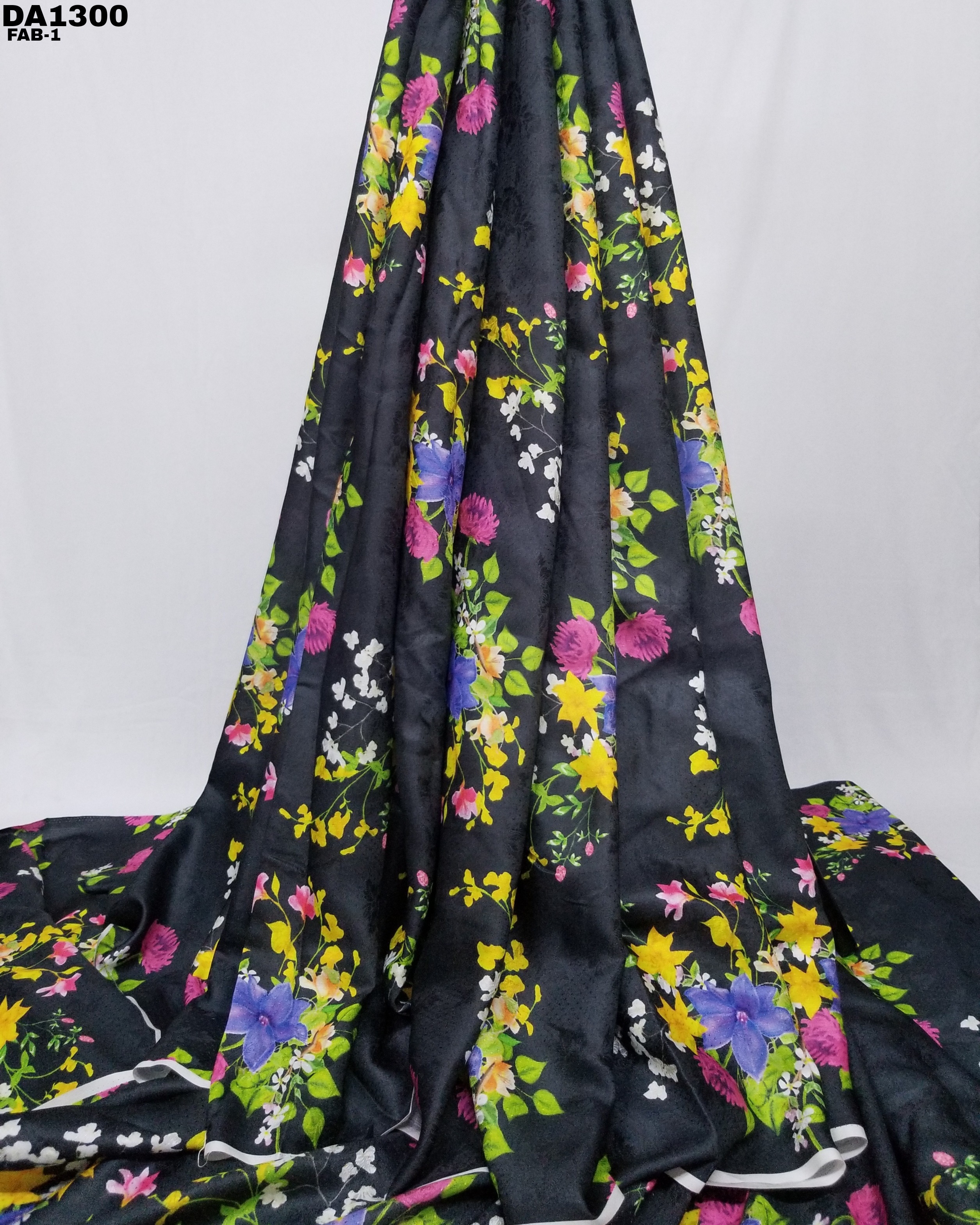Flower Jacquard Digital Print Fabric - 44" Wide, Washable | Ideal For Garments In Vibrant Colors As Shown In Images