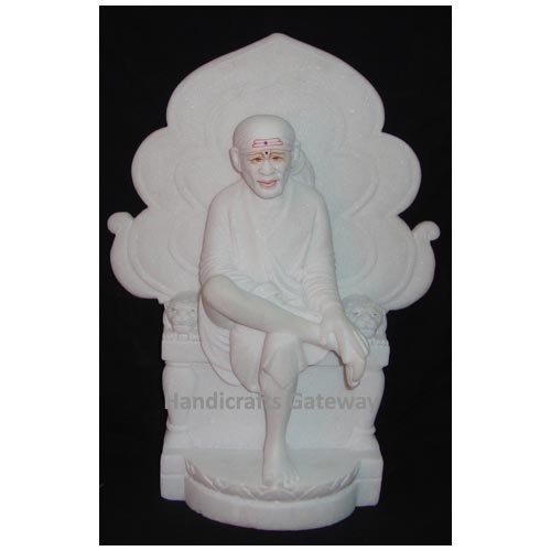 White Handmade Shirdi Sai Baba Moorti With Singhasan
