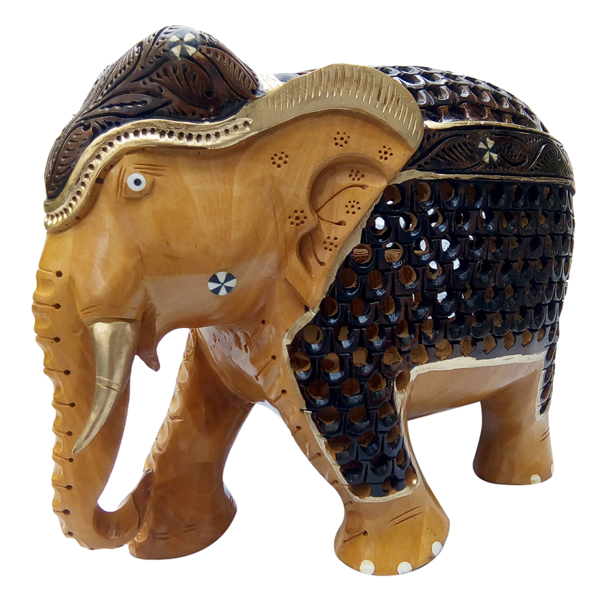 Wooden Elephant - 6 Inch, Carved And Polished Antique Decoration | Customized Packaging, Ideal For Home Decor And Gifts