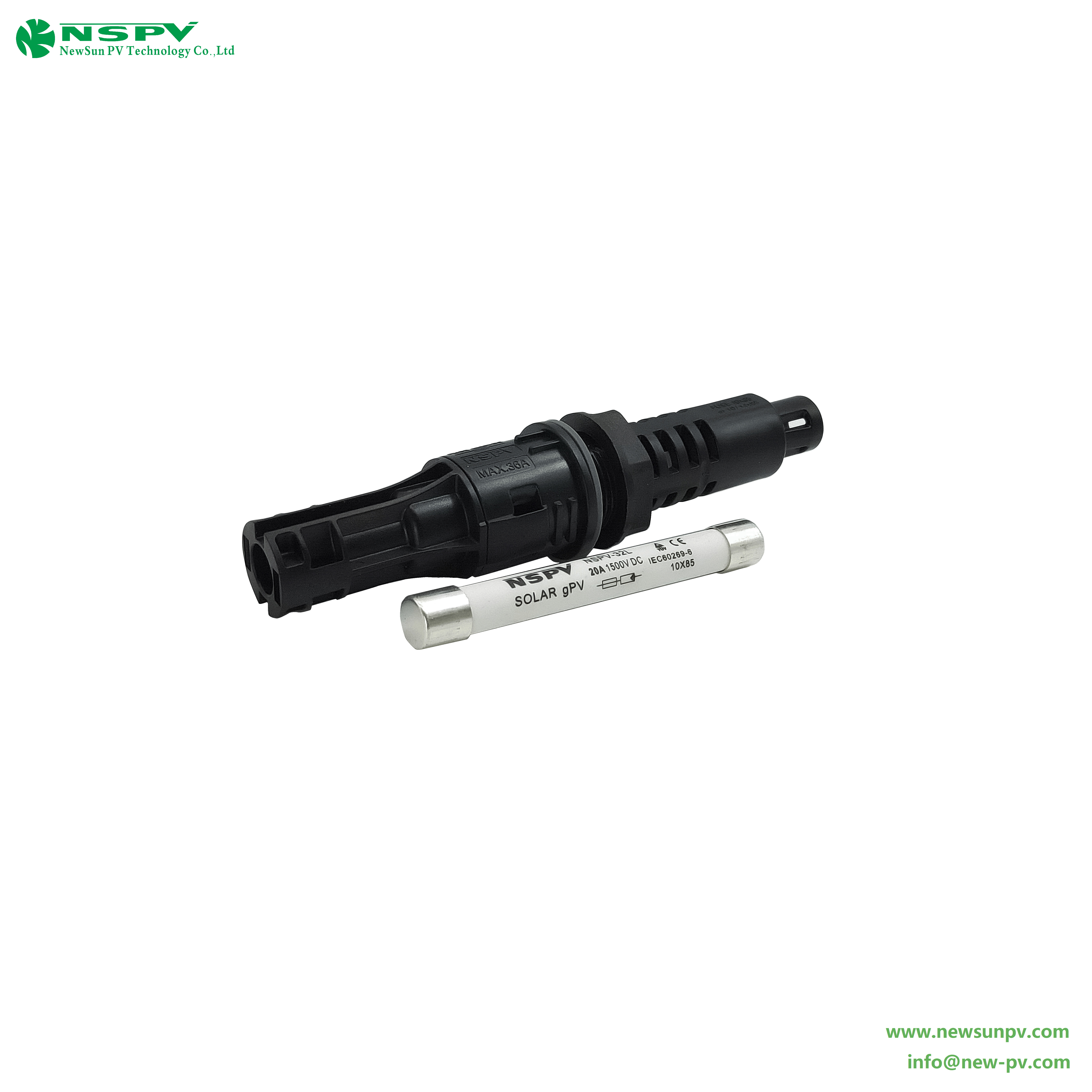 Black Tuv Certified Solar Panel Fuse Connector Male End For Solar Combiner Box
