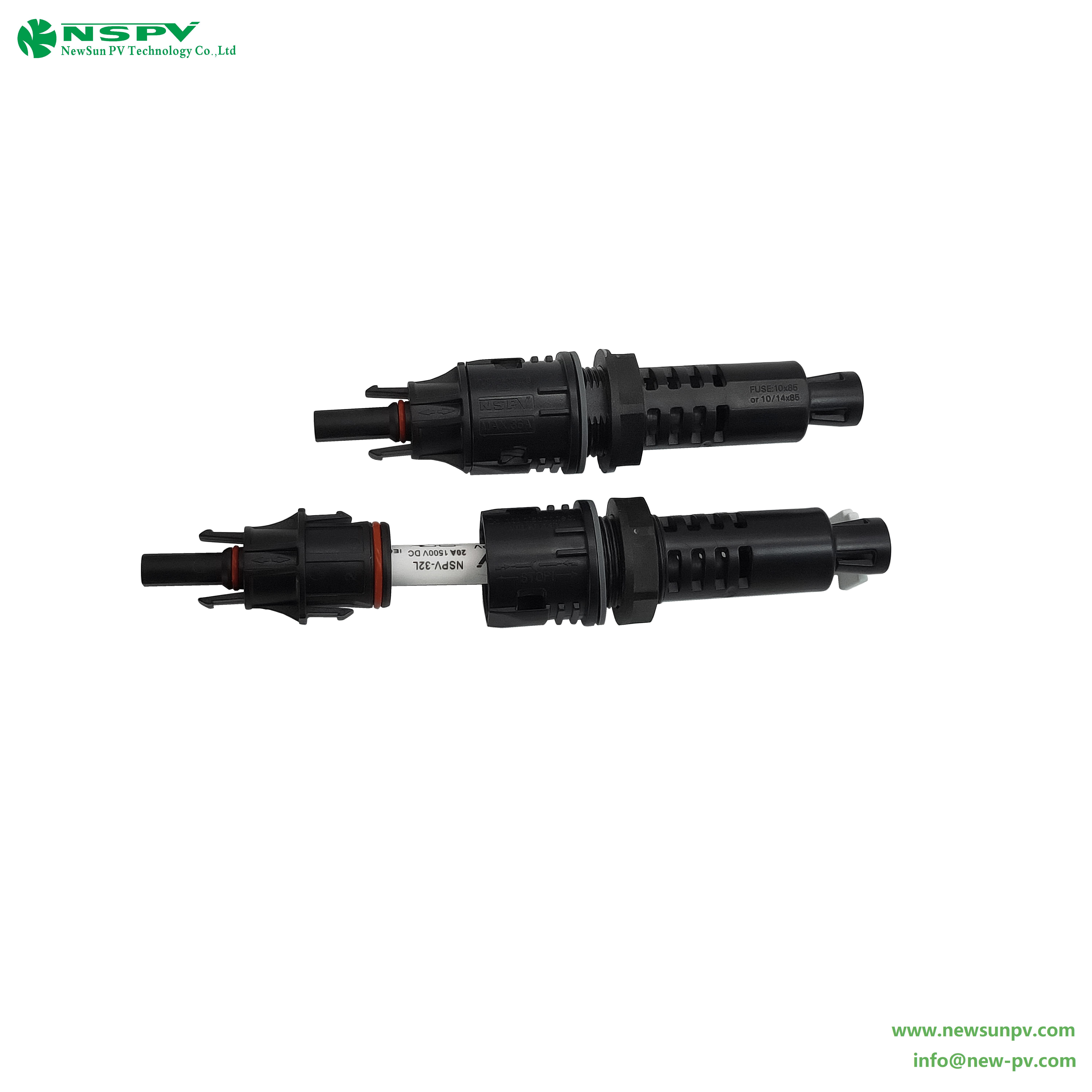 Black Nspv 1500vdc Tuv Certified Solar Panel Fuse Inline Connector Female End 50a