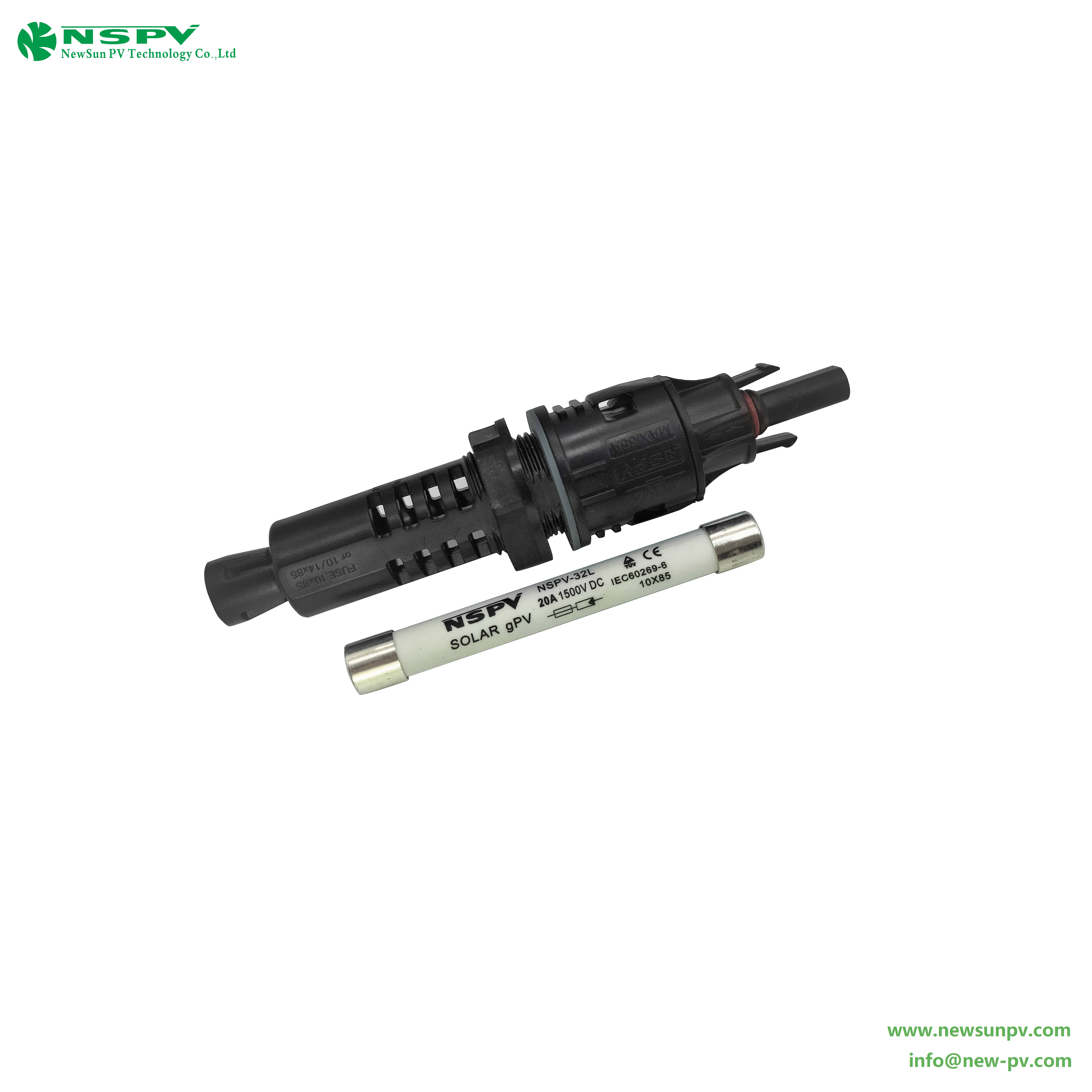 Black Nspv 1500vdc Tuv Certified Solar Panel Fuse Inline Connector Female End 50a