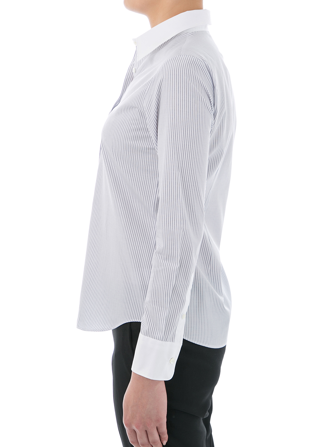 Cotton Dress Shirt - Premium Wrinkle-free Quality Tailored Fit With Classic Point Collar And Adjustable Full Sleeves Striped Black - Easy Care Non-iron Fabric Machine Washable For Female Wear