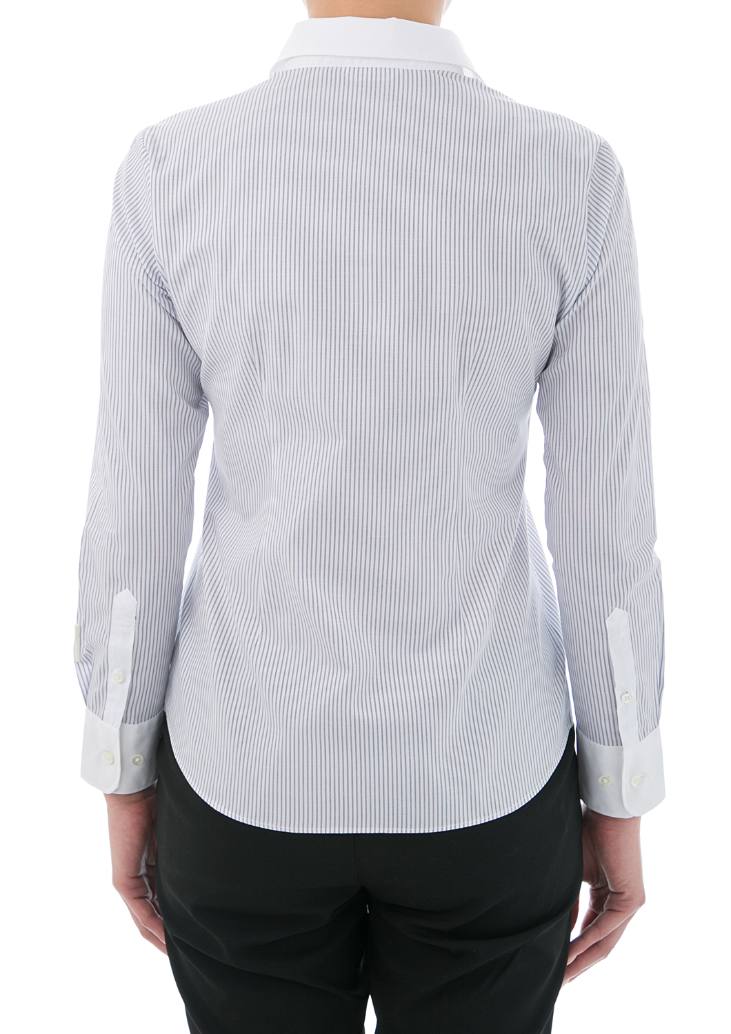 Cotton Dress Shirt - Premium Wrinkle-free Quality Tailored Fit With Classic Point Collar And Adjustable Full Sleeves Striped Black - Easy Care Non-iron Fabric Machine Washable For Female Wear