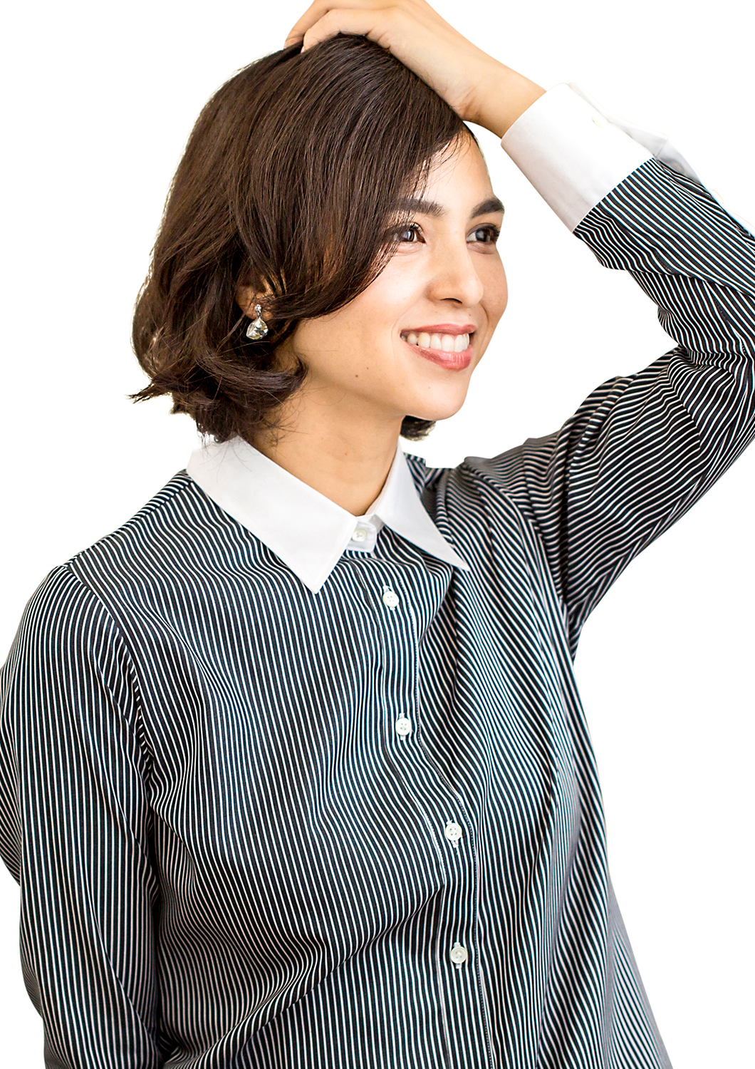 Cotton Dress Shirt - Premium Wrinkle-free Quality Tailored Fit With Classic Point Collar And Adjustable Full Sleeves Striped Black - Easy Care Non-iron Fabric Machine Washable For Female Wear
