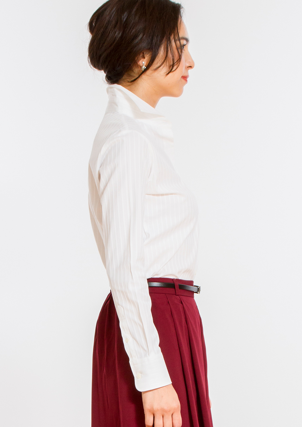 (Premium) Stretch Easy Care Shirt/ Cutaway/ Long Sleeve/ Stripe White Collar Style: Cutaway
