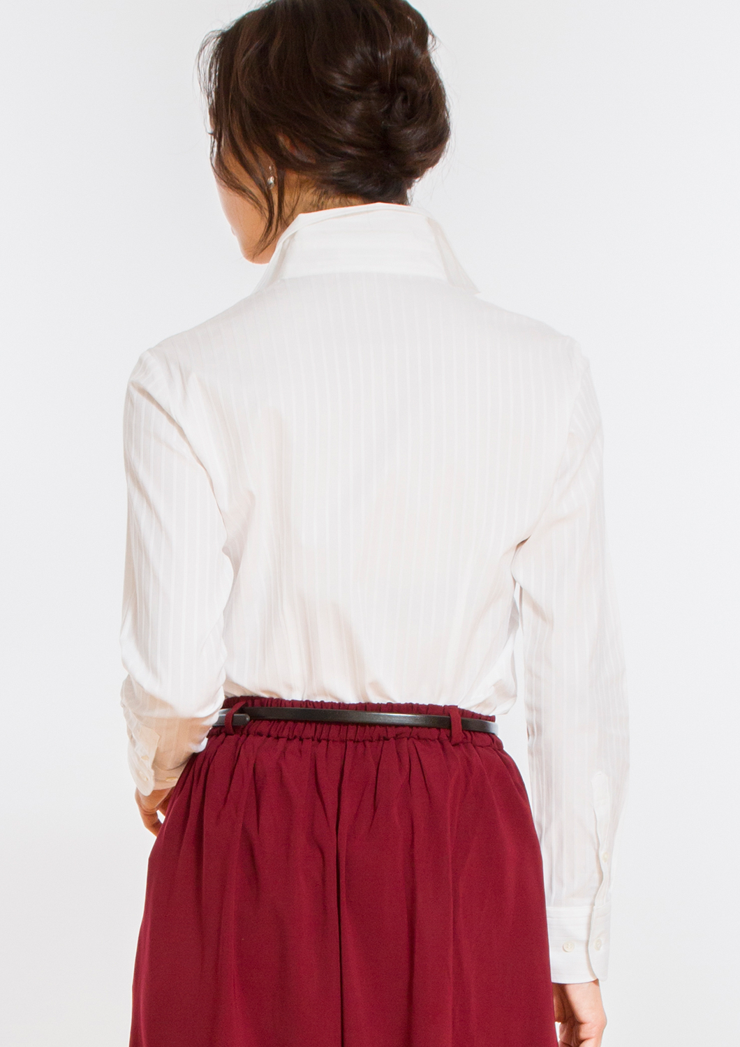 (Premium) Stretch Easy Care Shirt/ Cutaway/ Long Sleeve/ Stripe White Collar Style: Cutaway