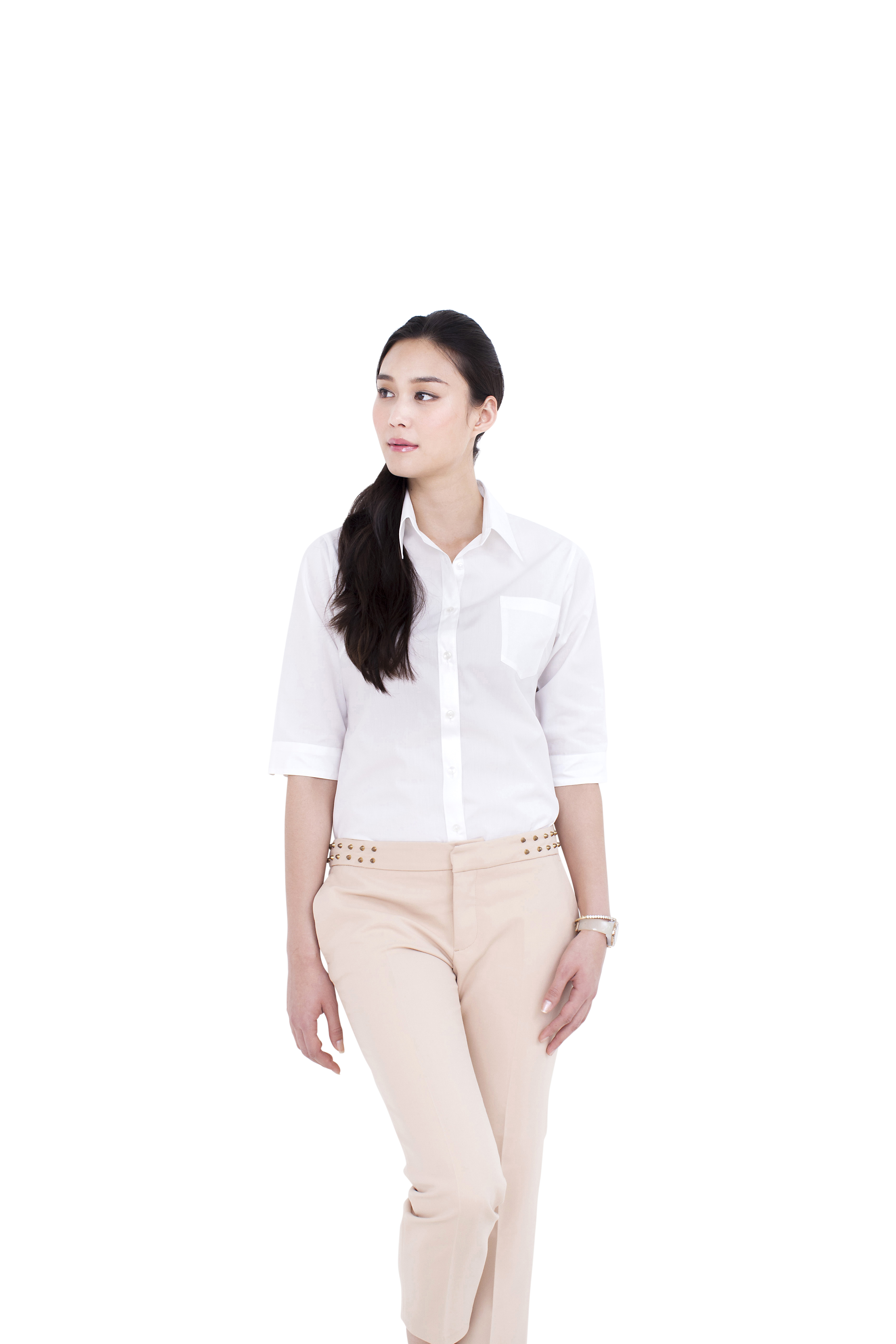 Premium Stretch Easy Care Blouse - 70% Polyester 25% Cotton 5% Polyurethane | Classic White Anti-wrinkle Easy Machine Wash Crisp Collar And Cuffs Available In Sizes Xxs To Xl