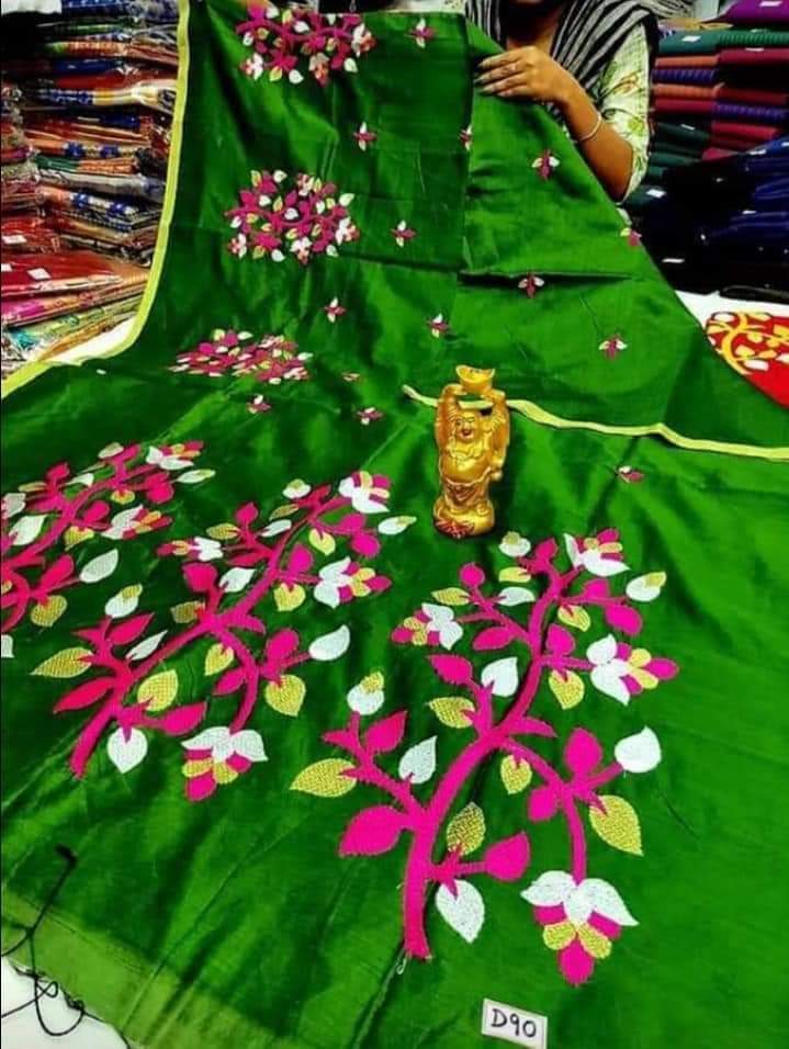 Embryodary Saree - Premium Quality Cotton Silk 6.3 Mt, Handwoven With Blouse Piece For Party Wear