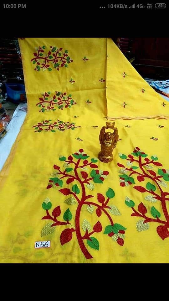 Embryodary Saree - Premium Quality Cotton Silk 6.3 Mt, Handwoven With Blouse Piece For Party Wear