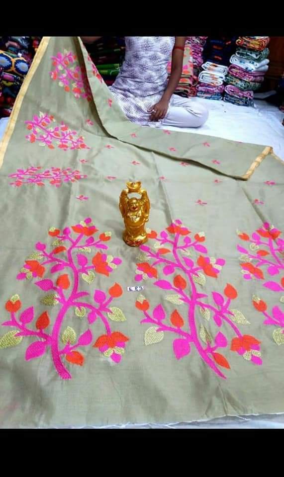 Embryodary Saree - Premium Quality Cotton Silk 6.3 Mt, Handwoven With Blouse Piece For Party Wear