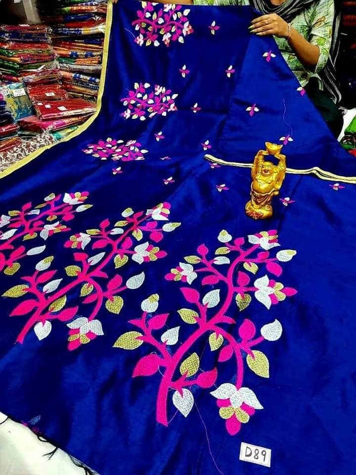Embryodary Saree - Premium Quality Cotton Silk 6.3 Mt, Handwoven With Blouse Piece For Party Wear
