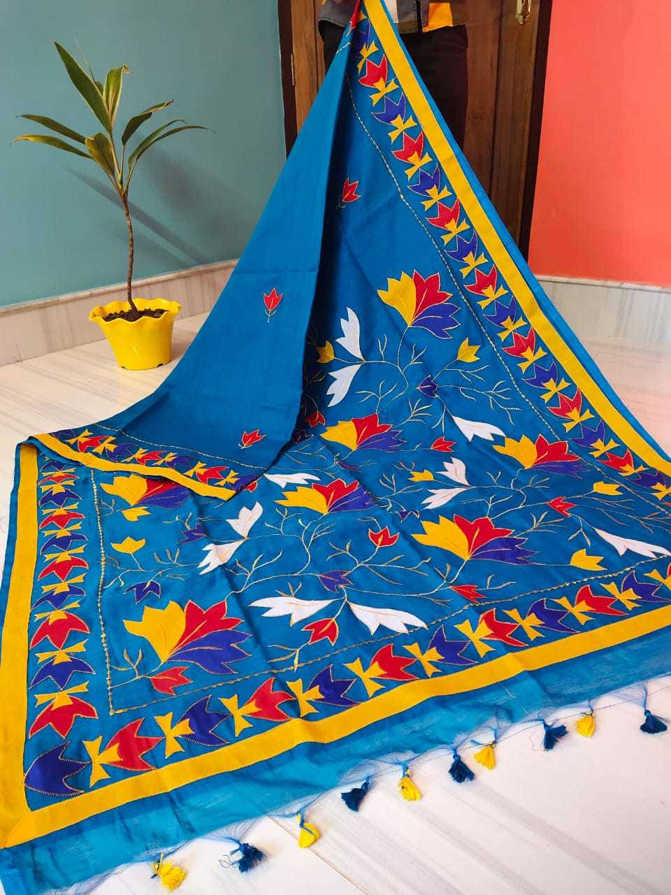 Applique Work Cotton Silk - Elegant Party Wear Attire | Luxurious Fabric, Intricate Design, Comfortable Fit