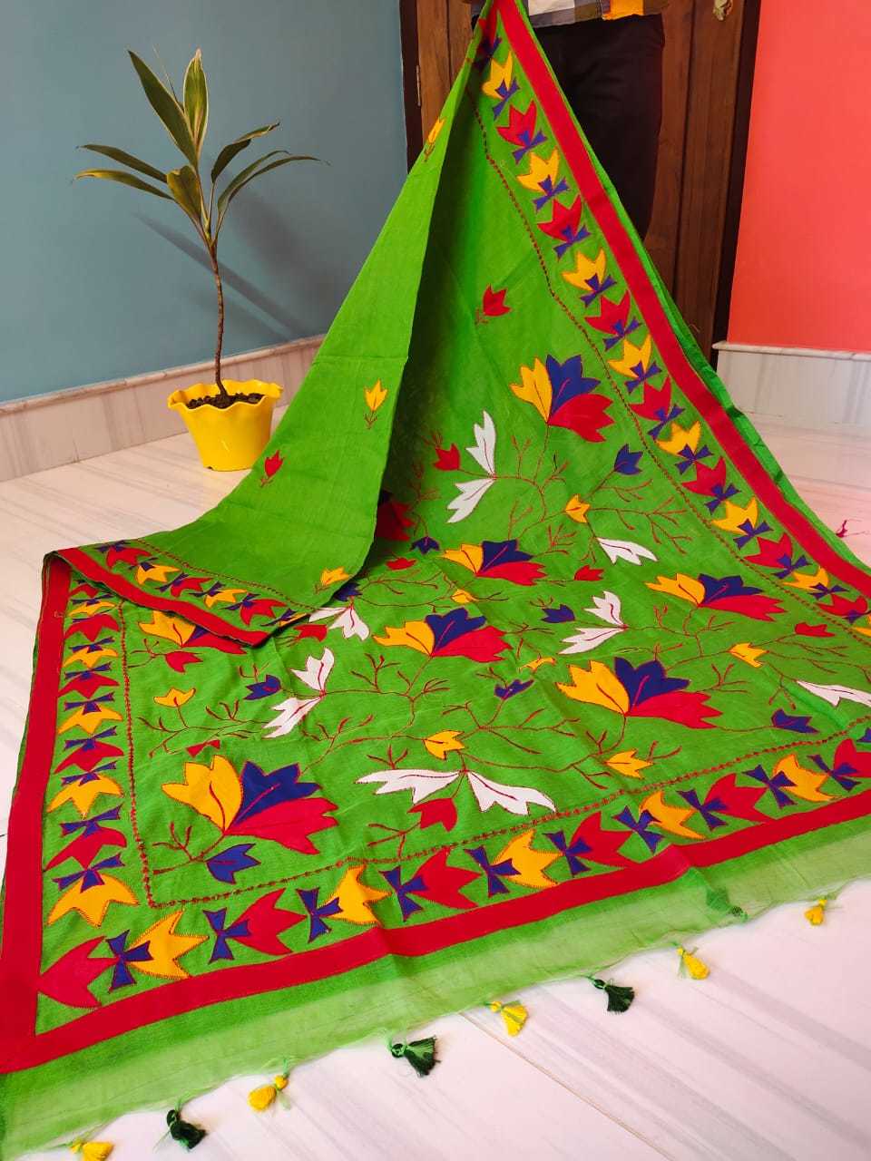 Applique Work Cotton Silk - Elegant Party Wear Attire | Luxurious Fabric, Intricate Design, Comfortable Fit
