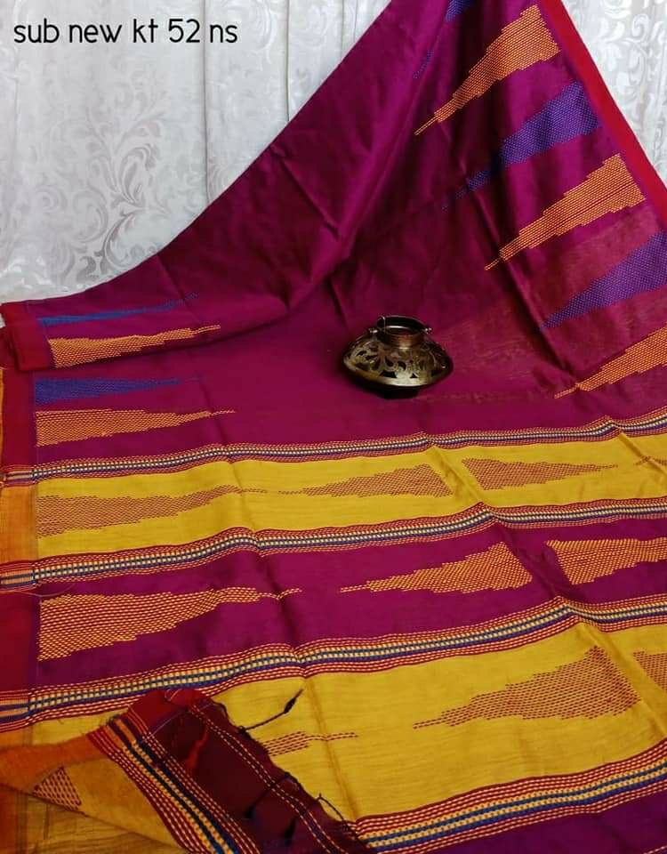 Cotton Silk Temple Saree - 6.3 Mt With Blouse Piece | Handwoven Premium Quality, Elegant Temple Borders, Ideal For Party Wear
