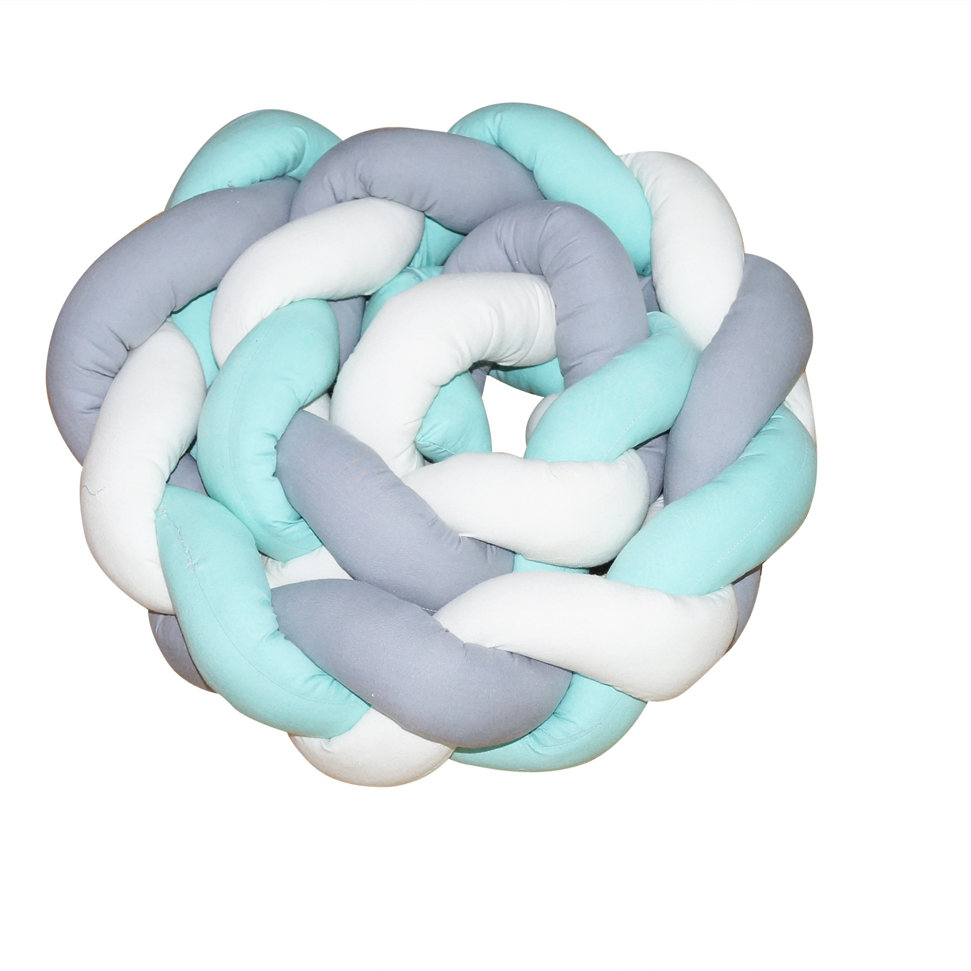 Grey White Baby Crib Knotted Braided Bumper Baby Cot Bumper For Newborns