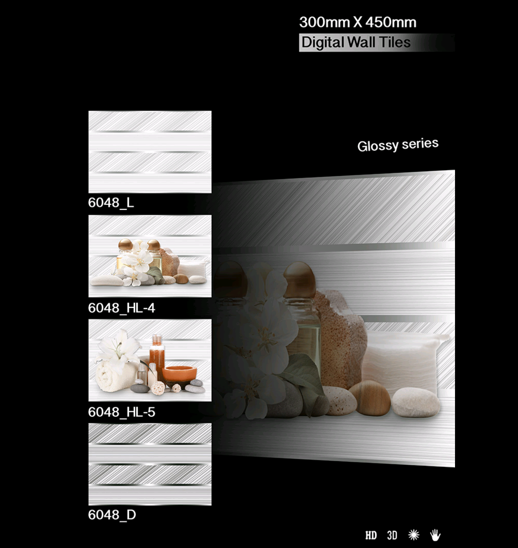 Kitchen Tiles - Ceramic Tiles 250x375 / 300x450 / 300x600 Mm | Glazed, Polished Finish, Acid-resistant, Antibacterial, Multiple Color Options