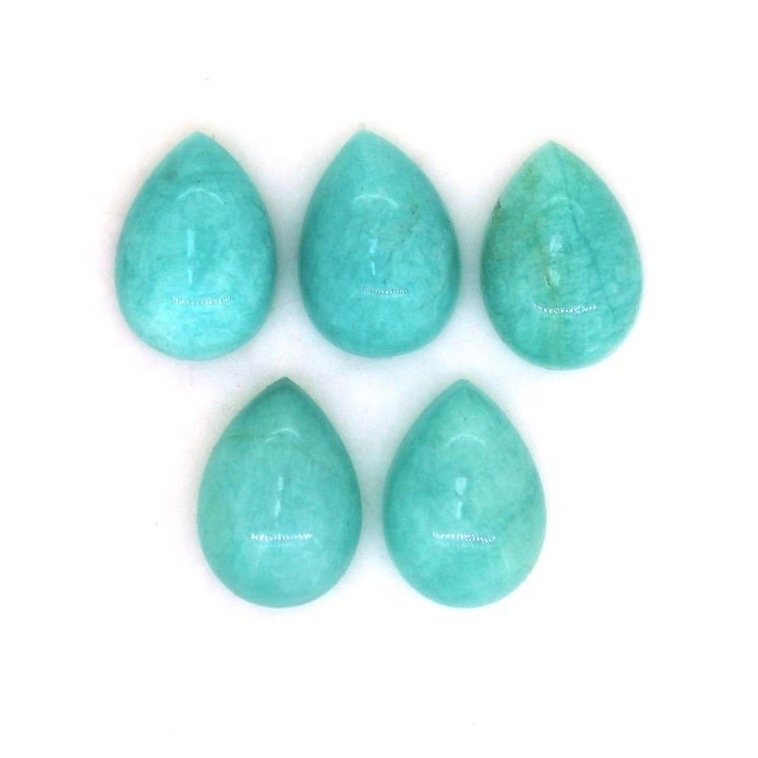 Amazonite Gemstone - 8x12mm Pear Cabochon , Natural Aaa Quality Blue Stone