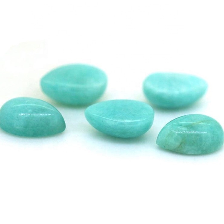Amazonite Gemstone - 8x12mm Pear Cabochon , Natural Aaa Quality Blue Stone