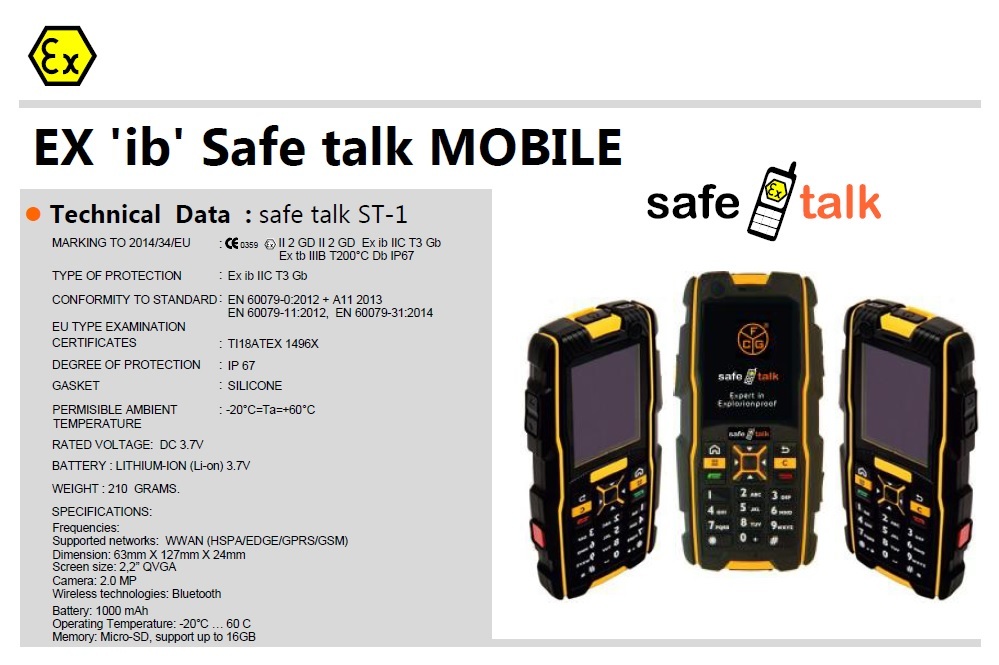 Intrinsically Safe Mobile Phones Gender: Male