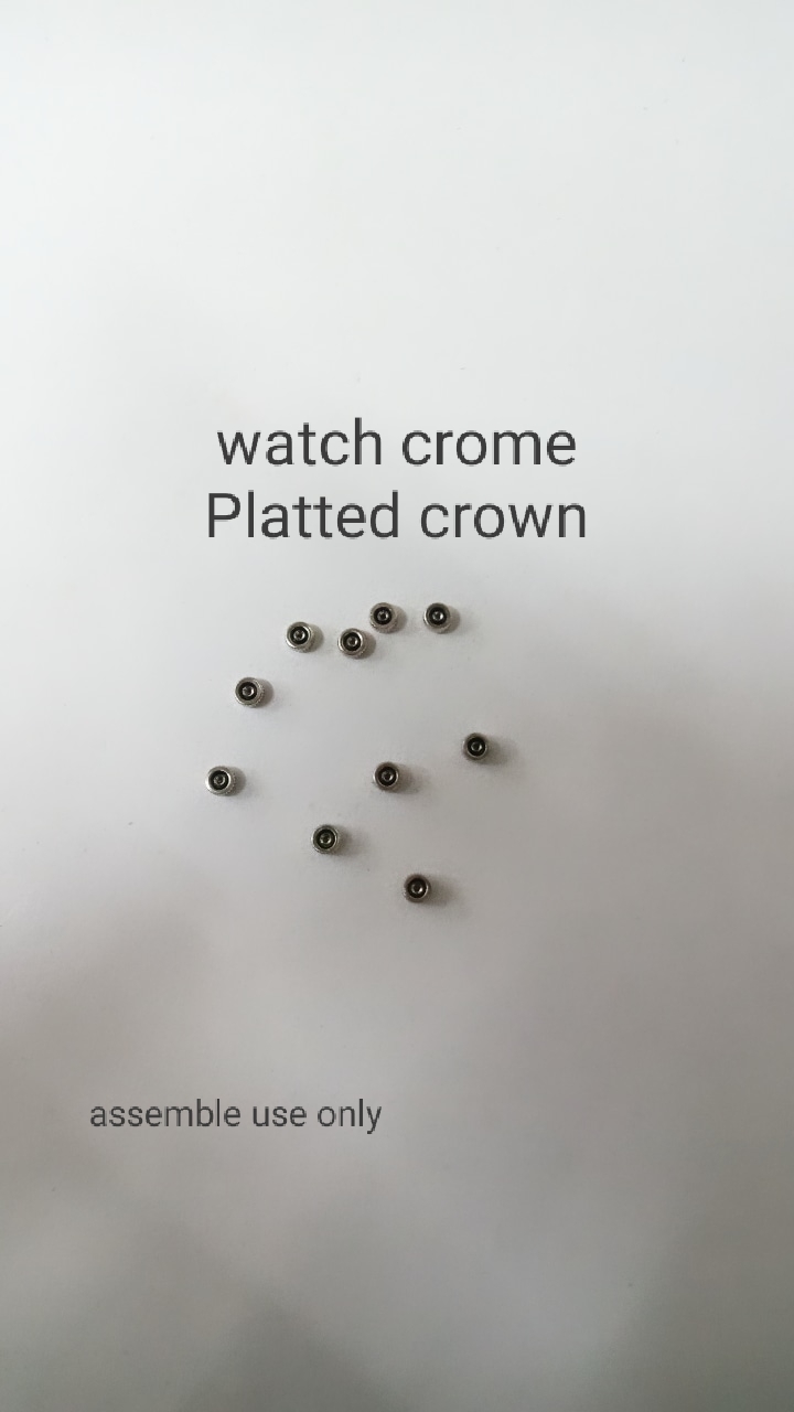 Waterproof Watch Crown - Chrome Plated Assembly, Metal Construction, Various Sizes Available, Polished Surface