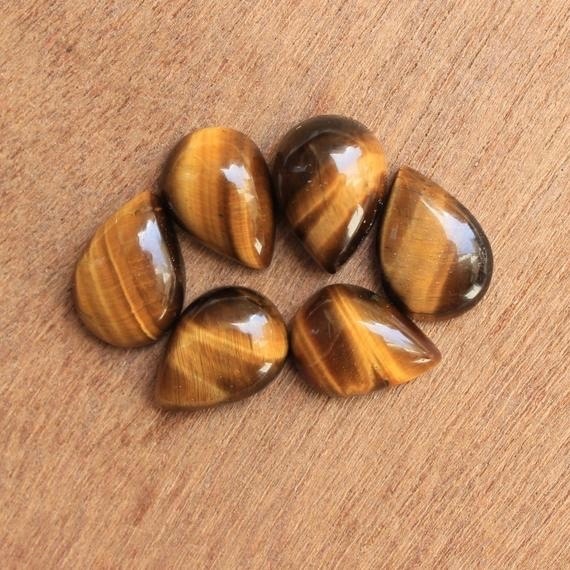 Tiger Eye Loose Gemstone - 5x8mm Pear Cabochon, Aaa Quality Natural Brown Stone With Excellent Cut