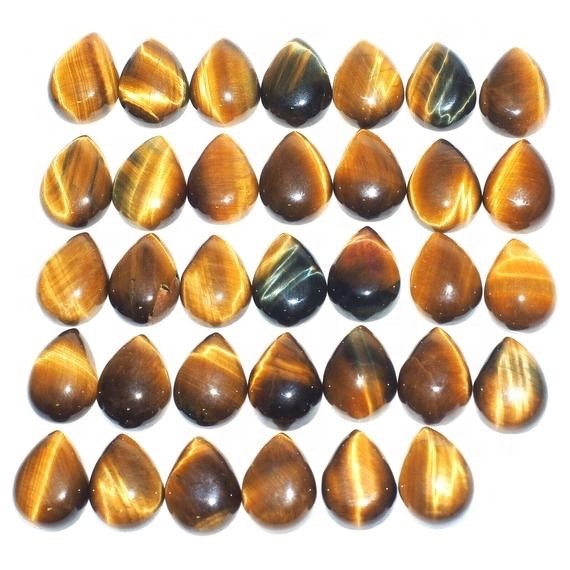 Tiger Eye Loose Gemstone - 5x8mm Pear Cabochon, Aaa Quality Natural Brown Stone With Excellent Cut