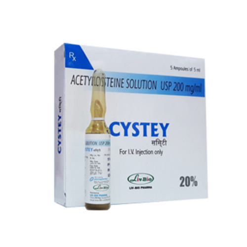 Acetylcysteine Injection - Liquid Formulation for Hepatic Injury Prevention | Suitable for Adults, Children, and Teenagers, Dosage as Per Doctor's Advice, Store in Cool and Dry Place