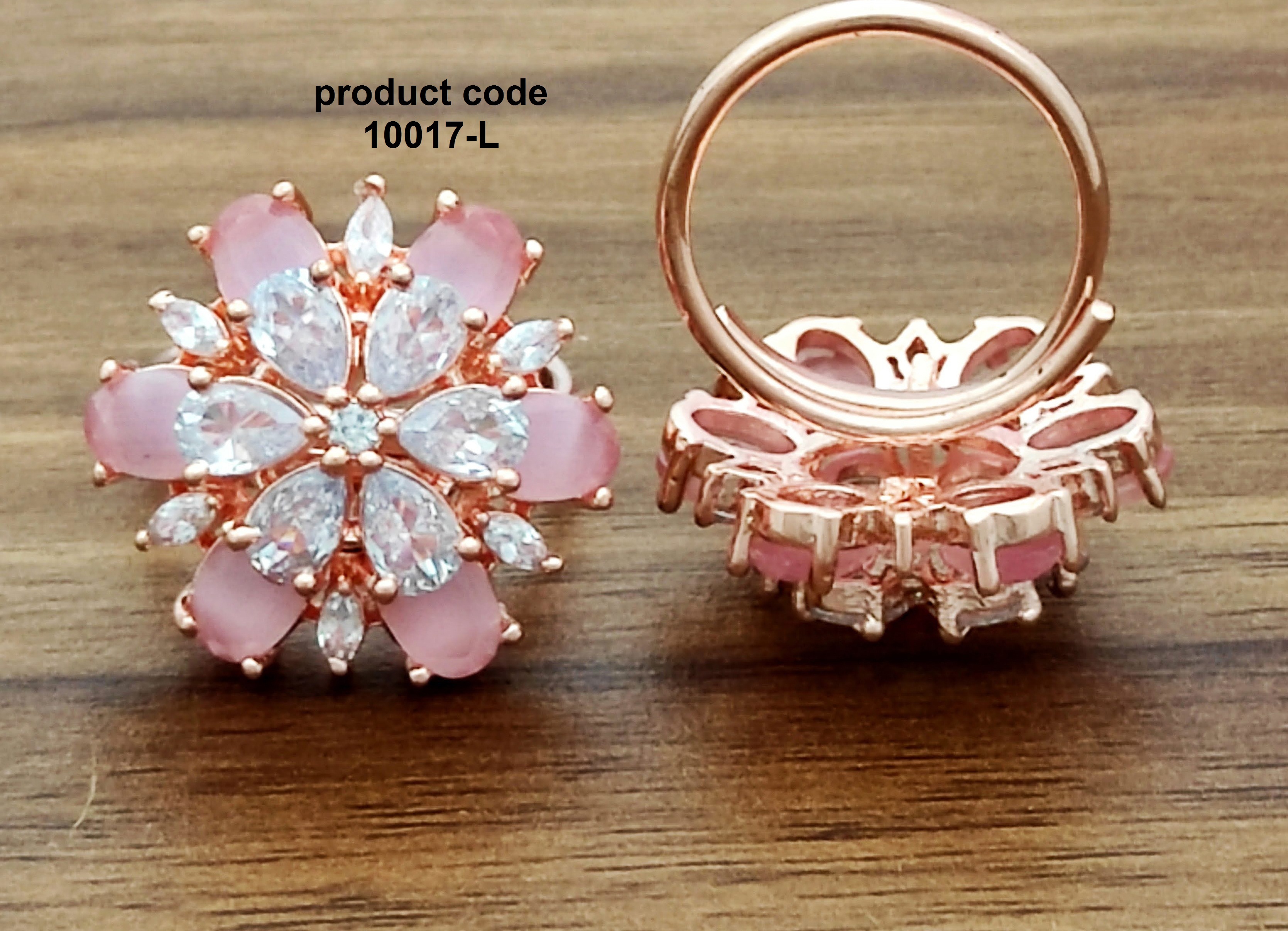 Party Wear Ring - Alloy With Brass Plating, Free Size Adjustable Feature, Stunning Cubic Zirconia Accents