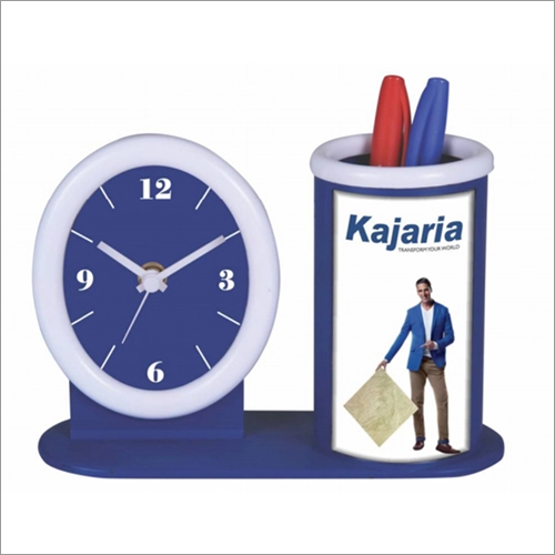 Table Clock With Pen Stand - Plastic, Different Sizes Available, Multicolor | Unisex Design, Alluring Aesthetic, Dimensional Precision, Long Service Life
