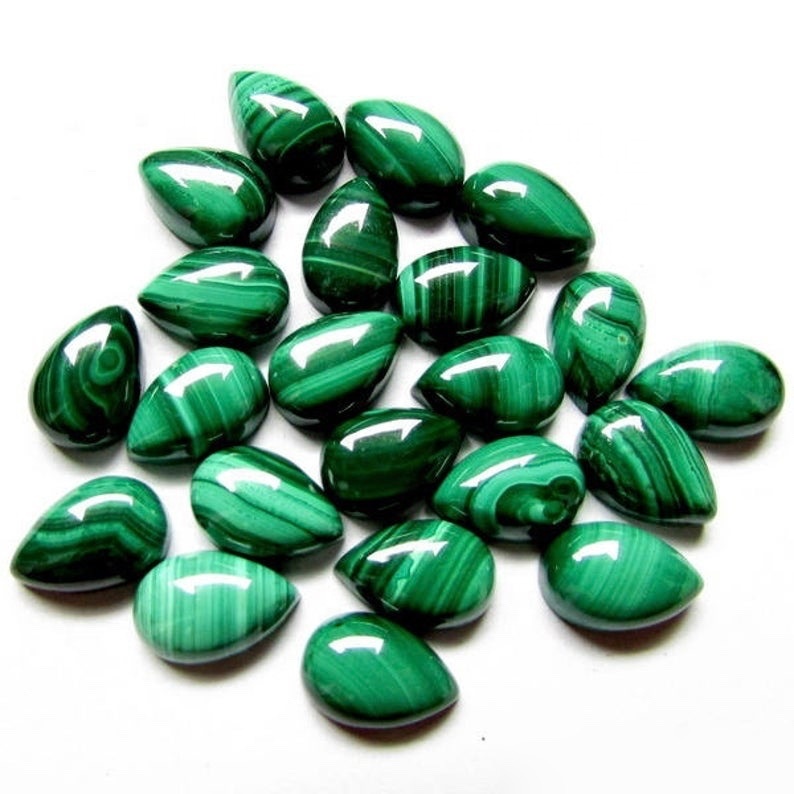4x6mm Malachite Pear Cabochon Loose Gemstones Grade: Aaa