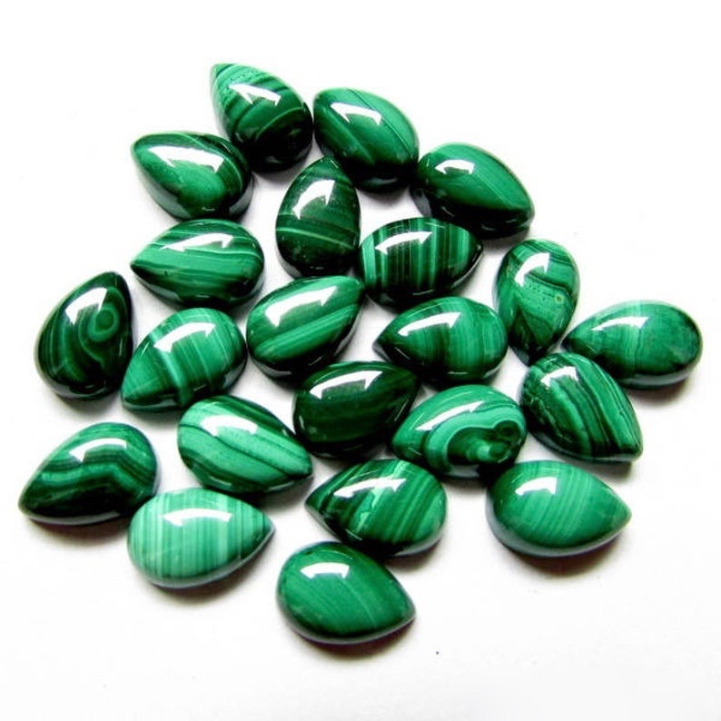 4x6mm Malachite Pear Cabochon Loose Gemstones Grade: Aaa