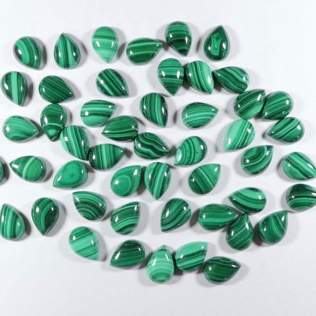 4x6mm Malachite Pear Cabochon Loose Gemstones Grade: Aaa