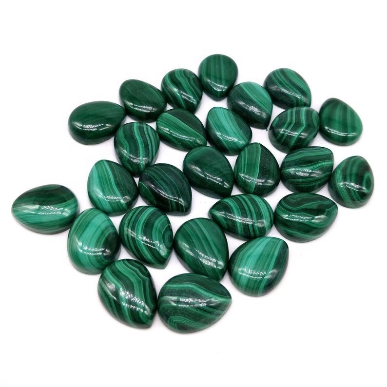 4x6mm Malachite Pear Cabochon Loose Gemstones Grade: Aaa