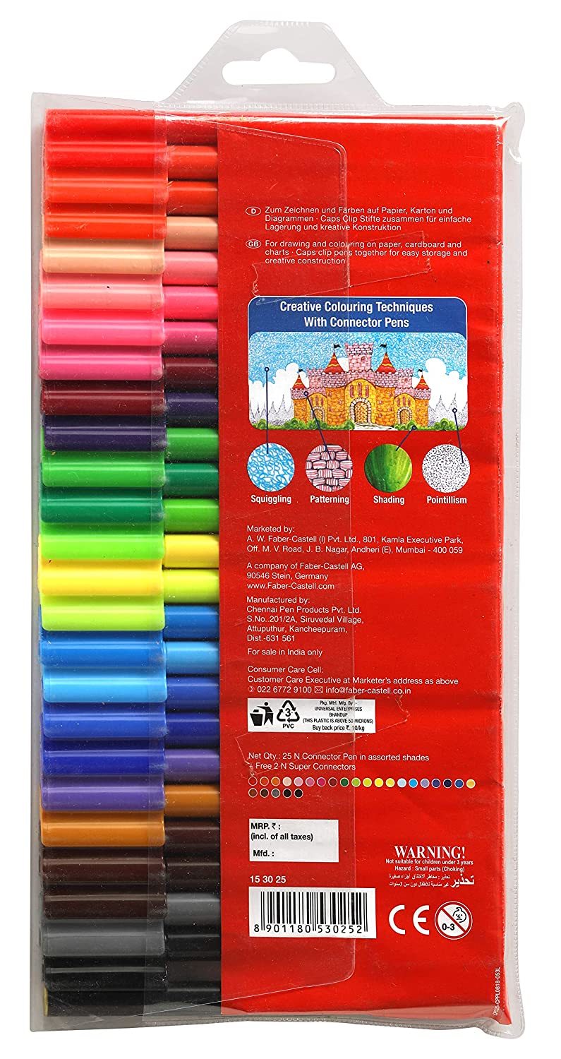 Faber-castell Connector Pen Set - Pack Of 25 (Assorted)