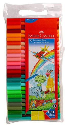 Faber-castell Connector Pen Set - Pack Of 50 (Assorted)