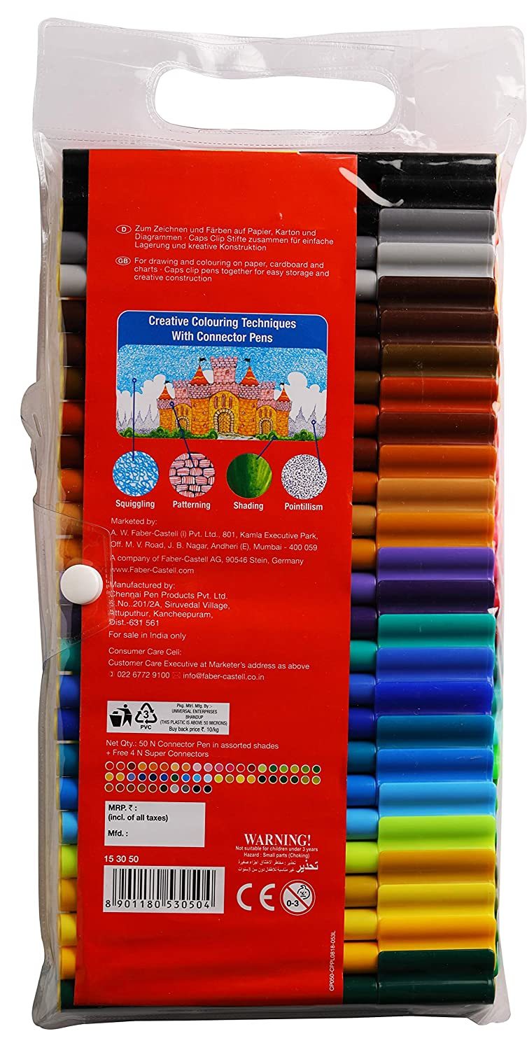 Faber-castell Connector Pen Set - Pack Of 50 (Assorted)