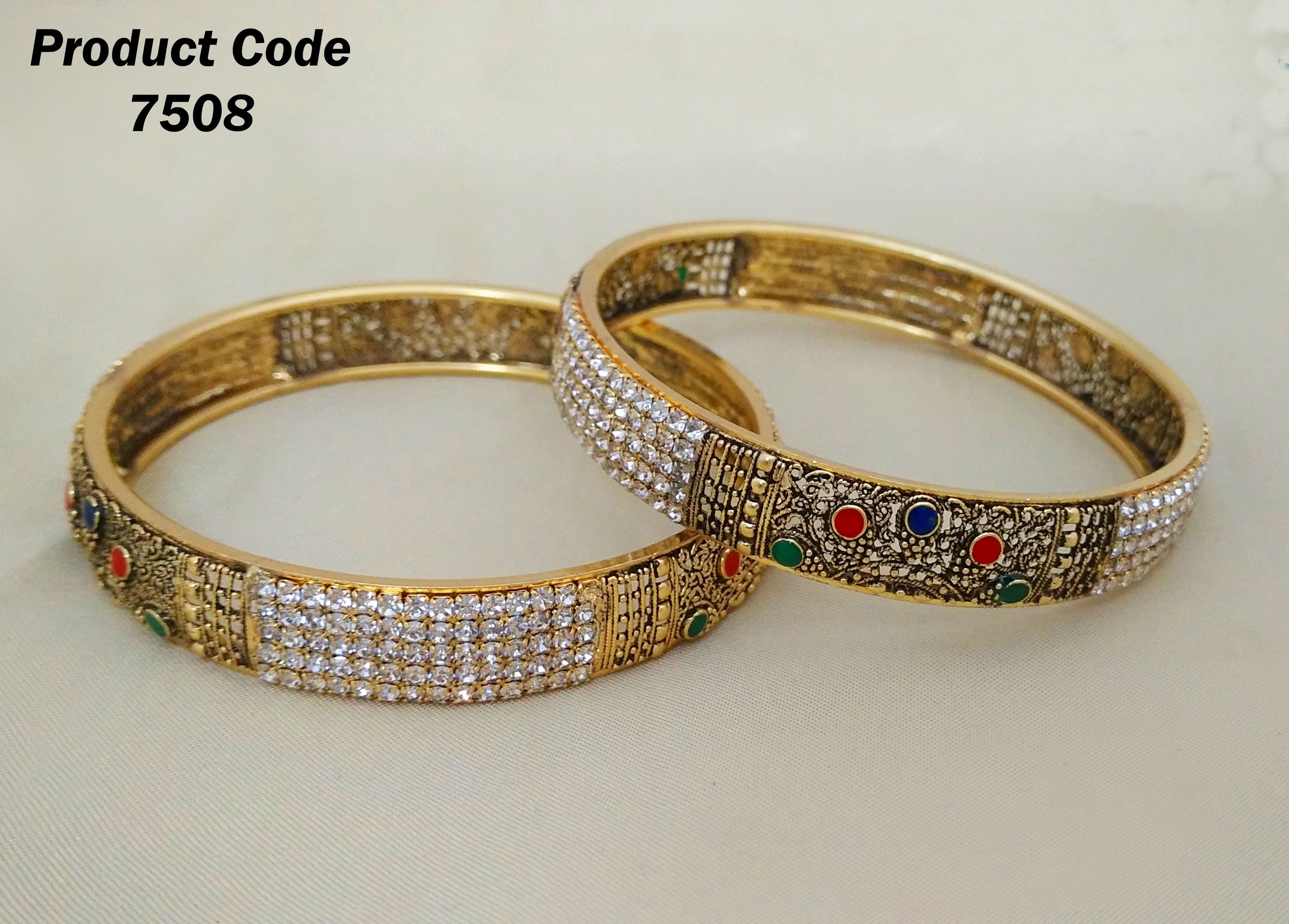 Fancy Bangles - Brass Gold Plated Bangle Set With Kundan And Ad Stones | Elegant Design, Luxury Look, Stunning Sparkle, Perfect Gift, Durable Material