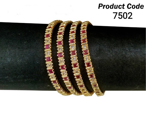 Fancy Bangles - Brass Gold Plated Bangle Set With Kundan And Ad Stones | Elegant Design, Luxury Look, Stunning Sparkle, Perfect Gift, Durable Material