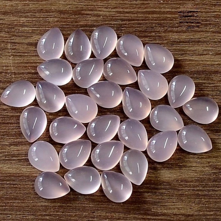 5x8mm Pink Chalcedony Pear Cabochon Loose Gemstones Grade: Aaa
