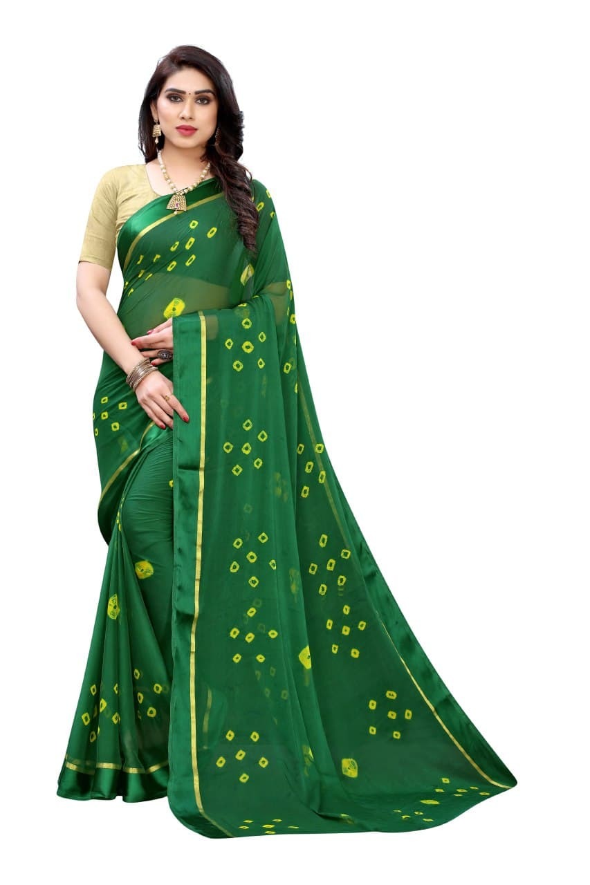 Multi Colour Small Border Bandhani Saree