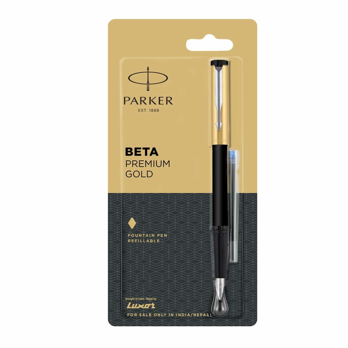 Parker Beta Premium Fp Ct Fountain Pen With Free Ink Cart (Gold)