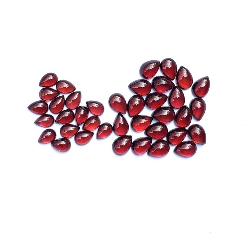 5x7mm Mozambique Red Garnet Pear Cabochon Loose Gemstones Grade: Aaa