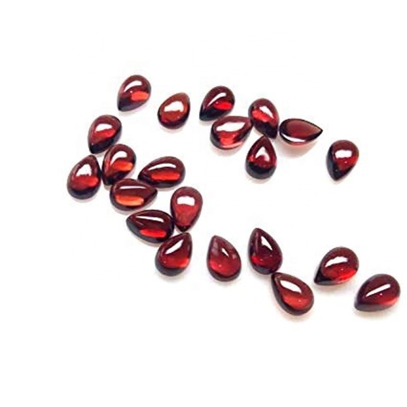 7x10mm Mozambique Red Garnet Pear Cabochon Loose Gemstones Grade: Aaa