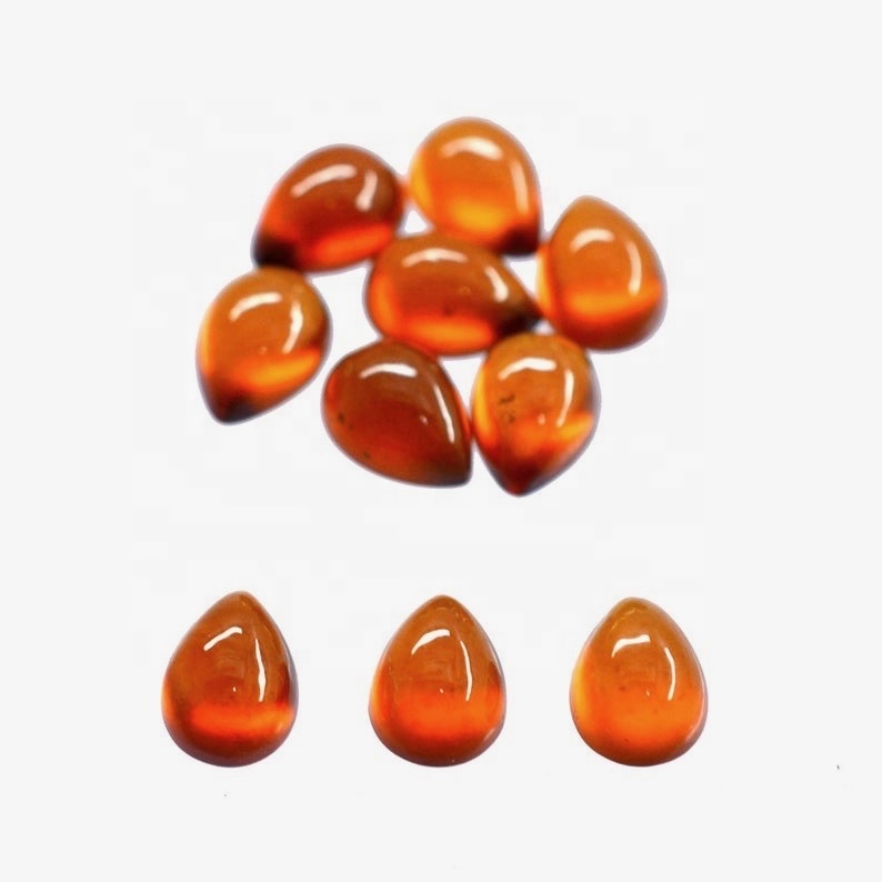 4x6mm Hessonite Garnet Pear Cabochon Loose Gemstones Grade: Aaa