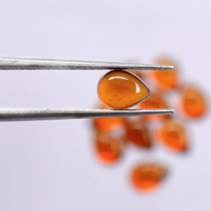4x6mm Hessonite Garnet Pear Cabochon Loose Gemstones Grade: Aaa